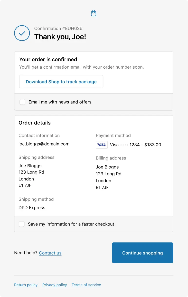 Shopify checkout flow